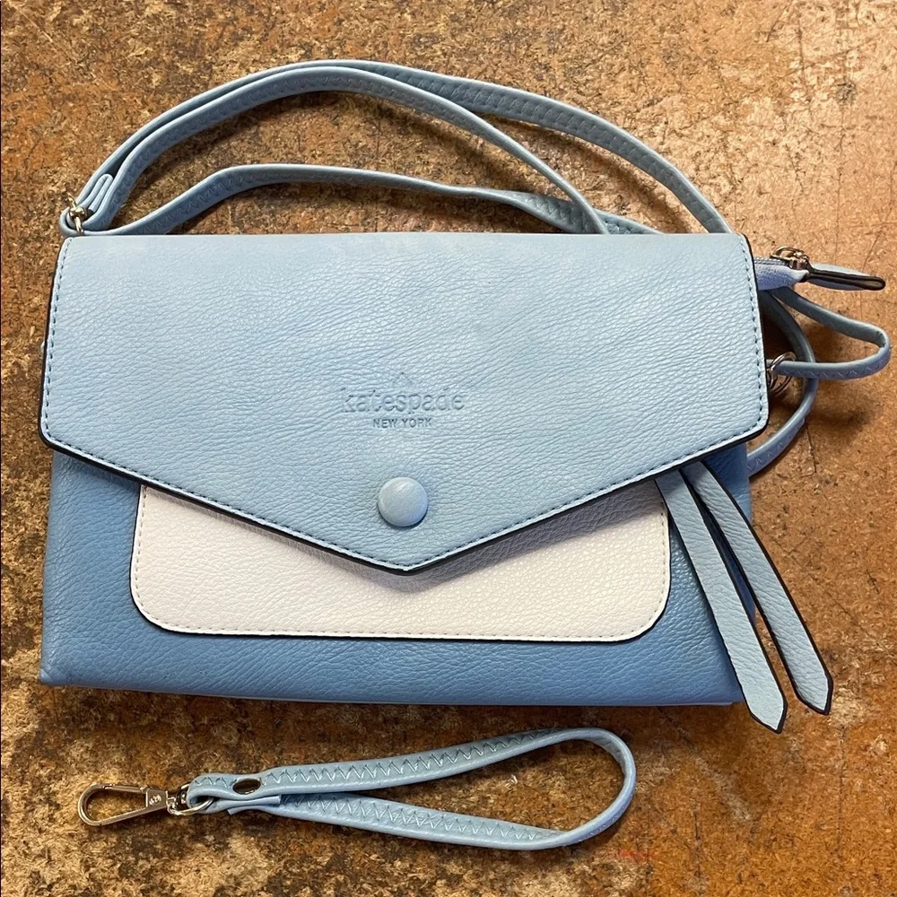 Kate Spade Light Blue and White Crossbody Bag - Picture 1 of 4